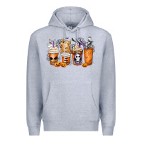 Heather Grey nightmare coffee cups Premium Hoodie - MaliasSmallBusiness