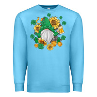 Ocean Blue st patrick's day shamrock sunflowers gnome Premium Sweatshirt - MaliasSmallBusiness