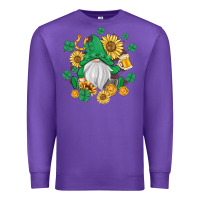 Purple st patrick's day shamrock sunflowers gnome Premium Sweatshirt - MaliasSmallBusiness