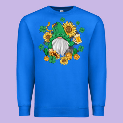 St Patrick's Day Shamrock Sunflowers Gnome Premium Sweatshirt Designed By Maliassmallbusiness
