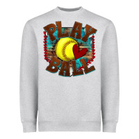 Heather Grey play ball softball Heavyweight Sweatshirt - texasbilliewilder