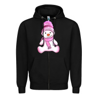 Black winter pink snowman and hat Zipper Hoodie - AdoDesignShop