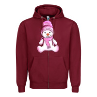 Burgundy winter pink snowman and hat Zipper Hoodie - AdoDesignShop
