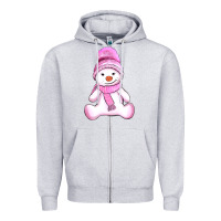 Heather Grey winter pink snowman and hat Zipper Hoodie - AdoDesignShop