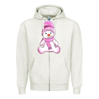 Oatmeal Heather winter pink snowman and hat Zipper Hoodie - AdoDesignShop