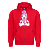 Red winter pink snowman and hat Zipper Hoodie - AdoDesignShop