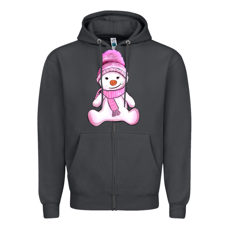 Winter Pink Snowman And Hat Zipper Hoodie by AdoDesignShop | Teevron