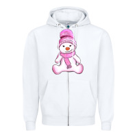 White winter pink snowman and hat Zipper Hoodie - AdoDesignShop