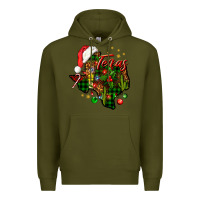 Army Green Christmas Texas map Premium Hoodie - NancyCooperArtShop