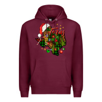 Burgundy Christmas Texas map Premium Hoodie - NancyCooperArtShop