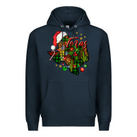 Navy Christmas Texas map Premium Hoodie - NancyCooperArtShop