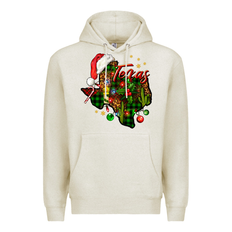 Christmas Texas Map Premium Hoodie by NancyCooperArtShop | Teevron