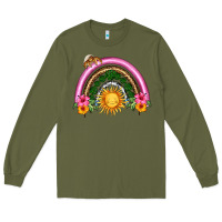 Army Green summer sun rainbow Long Sleeve Tee - HRA Design Shop