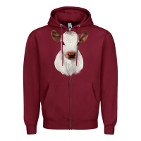 Burgundy White Cute Calf Zipper Hoodie - JahusDesignShop