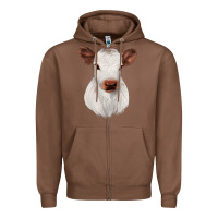 Chestnut White Cute Calf Zipper Hoodie - JahusDesignShop