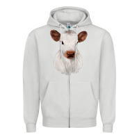 Dove Grey White Cute Calf Zipper Hoodie - JahusDesignShop