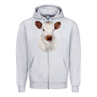 Heather Grey White Cute Calf Zipper Hoodie - JahusDesignShop