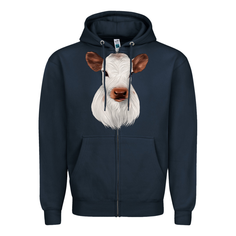White Cute Calf Zipper Hoodie by JahusDesignShop | Teevron