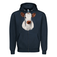 Navy White Cute Calf Zipper Hoodie - JahusDesignShop