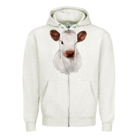 Oatmeal Heather White Cute Calf Zipper Hoodie - JahusDesignShop