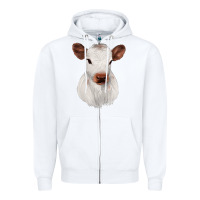 White White Cute Calf Zipper Hoodie - JahusDesignShop