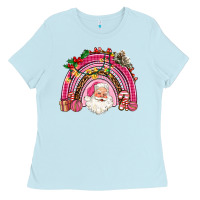 Baby Blue pink christmas rainbow Ladies Tee - AdoDesignShop