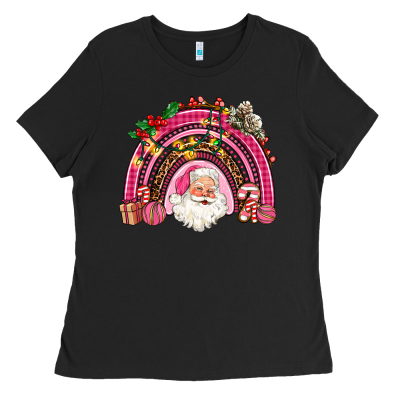 Pink Christmas Rainbow Ladies Tee by AdoDesignShop | Teevron