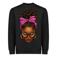 Black afro messy bun pink leopard bow Heavyweight Sweatshirt - texasbilliewilder