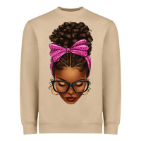 Mushroom afro messy bun pink leopard bow Heavyweight Sweatshirt - texasbilliewilder