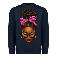 Navy afro messy bun pink leopard bow Heavyweight Sweatshirt - texasbilliewilder