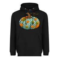 Black blue plaid autumn pumpkin Heavyweight Hoodie - Jasminsmagicworld