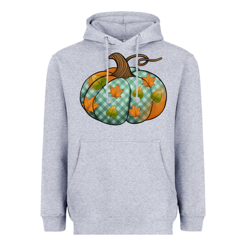 Blue Plaid Autumn Pumpkin Heavyweight Hoodie by Jasminsmagicworld | Teevron