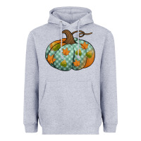 Heather Grey blue plaid autumn pumpkin Heavyweight Hoodie - Jasminsmagicworld