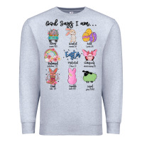 Heather Grey gos says ı am easter Premium Sweatshirt - MaliasSmallBusiness