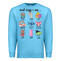 Ocean Blue gos says ı am easter Premium Sweatshirt - MaliasSmallBusiness