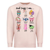 Pale Pink gos says ı am easter Premium Sweatshirt - MaliasSmallBusiness