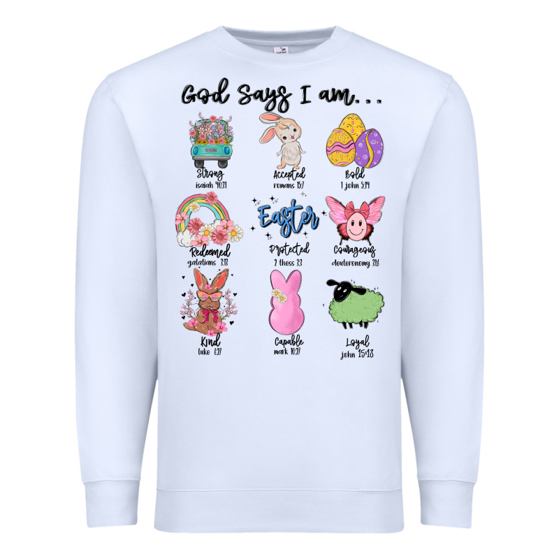 Gos Says ı Am Easter Premium Sweatshirt by MaliasSmallBusiness | Teevron