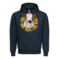 Navy sunflower heifer Zipper Hoodie - JahusDesignShop