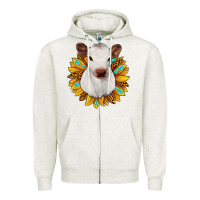 Oatmeal Heather sunflower heifer Zipper Hoodie - JahusDesignShop