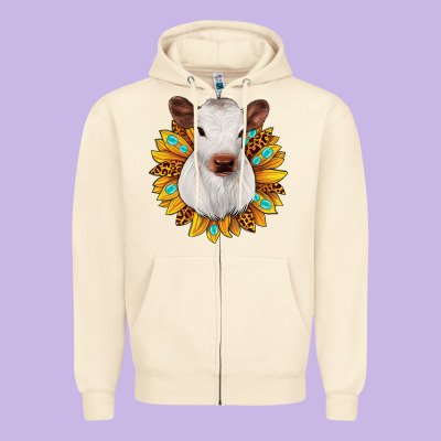 Sunflower Heifer Zipper Hoodie Designed By Jahusdesignshop
