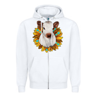 White sunflower heifer Zipper Hoodie - JahusDesignShop
