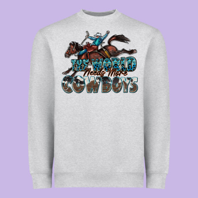 The World Needs More Cowboys Heavyweight Sweatshirt Designed By Zillion Design Studio