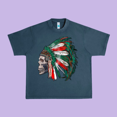 Mexican Indian Headdress With Skull Urban Heavy Tee Designed By Ranaportraitstore
