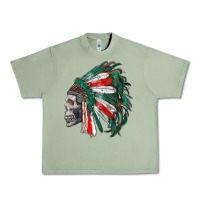 Oil Green mexican indian headdress with skull Urban Heavy Tee - RanaPortraitStore
