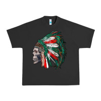 Pigment Black mexican indian headdress with skull Urban Heavy Tee - RanaPortraitStore
