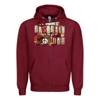 Burgundy it's a baseball kinda day Zipper Hoodie - Jasminsmagicworld