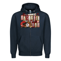 Navy it's a baseball kinda day Zipper Hoodie - Jasminsmagicworld