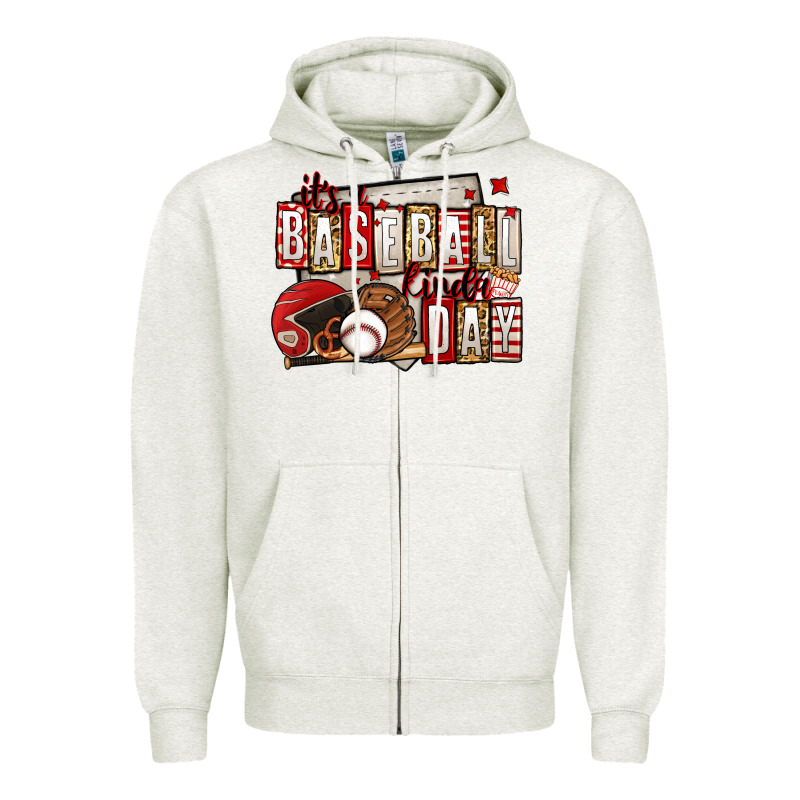 It's A Baseball Kinda Day Zipper Hoodie by Jasminsmagicworld | Teevron