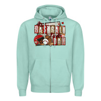 Seafoam it's a baseball kinda day Zipper Hoodie - Jasminsmagicworld