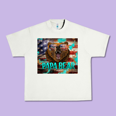 Papa Bear American Flag  Tumbler Urban Heavy Tee Designed By Barkaloodesign